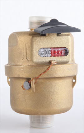 Volumetric piston brass water meter 